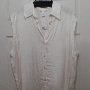 H & M XL Cream Sleeveless Shirt